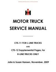 International Harvester CTS-11 Service Manual for L-Line Trucks with CTS-12 R-Line Truck Supplements